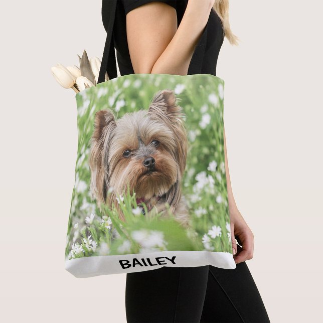 Bolso De Tela Adorable Custom Pet Photo with Name (Subido por el creador)