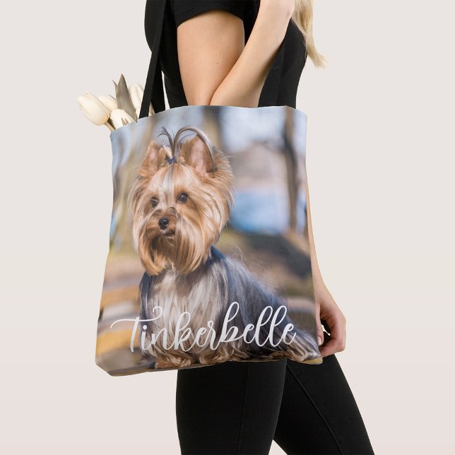 Bolso De Tela Adorable Custom Pet Photo with Name Tote Bag (Subido por el creador)