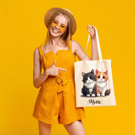 Bolso De Tela Adorable diseño de pareja de gatos Tote Bag