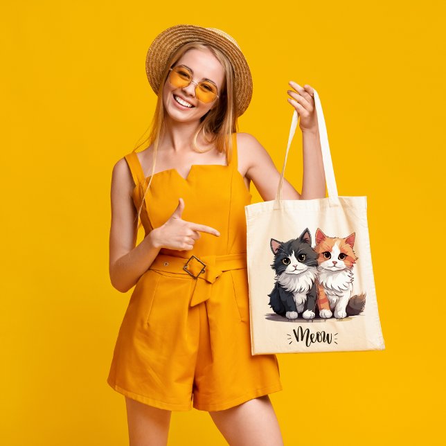 Bolso De Tela Adorable diseño de pareja de gatos Tote Bag (Subido por el creador)