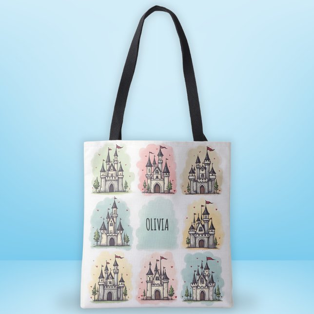 Bolso De Tela Adorable Fairy Tale Castle Doodles (Subido por el creador)