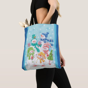 Bolso De Tela Adorable familia de muñeco de nieve de Navidad en 