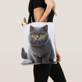 BOLSO DE TELA ADORABLE GRAY BRITISH SHORTHAIR PERSONALIZADO CAT