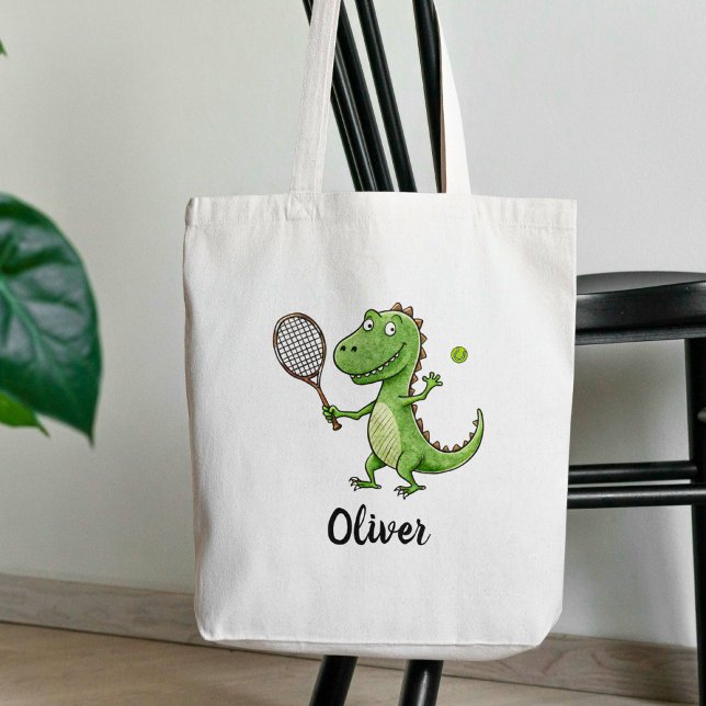 Bolso De Tela Adorable jugador de tenis T-Rex personalizado (Subido por el creador)