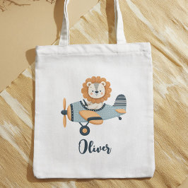 Bolso De Tela Adorable León Caprichoso en un Encantador Avión