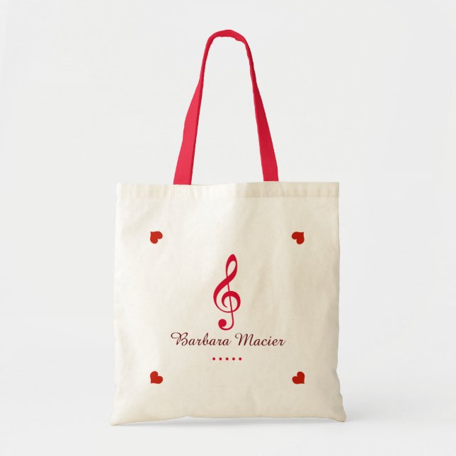 Bolso De Tela adorable música de trébol clef personalizada (Frente)