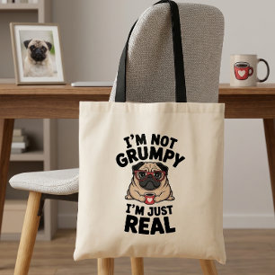 Bolso De Tela Adorable Pug Gruñón Antisocial Sarcástico Amante d