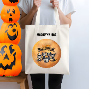 Bolso De Tela Adorable Spookone Black and White Halloween Kitten