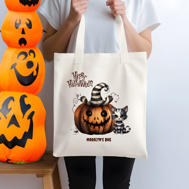 Bolso De Tela Adorable Spookone Black and White Halloween Kitten (Subido por el creador)