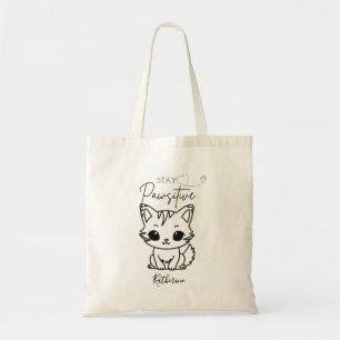 Bolso De Tela Adorable "Stay Pawsitive" Gato Kitty