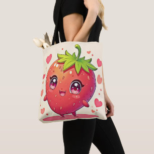 Bolso De Tela Adorable Strawberry Love Design