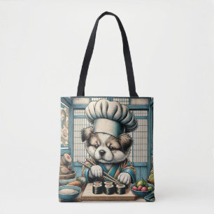 Bolso De Tela Adorable Sushi Chef Puppy