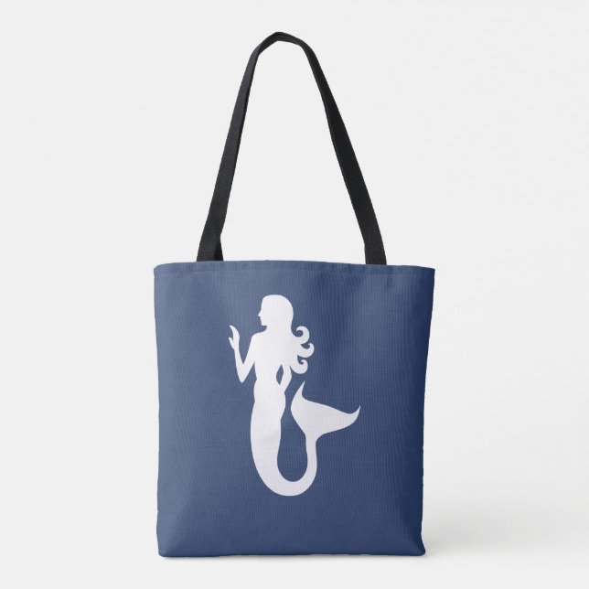 Bolso De Tela adorable tema náutico MERMAID | (Reverso)