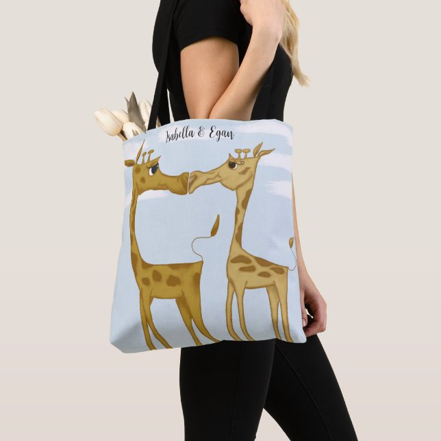 Bolso De Tela Adorables amantes de la jirafa (Detalle)