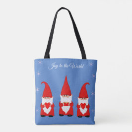 Bolso De Tela Adorables gnomos de Navidad en azul