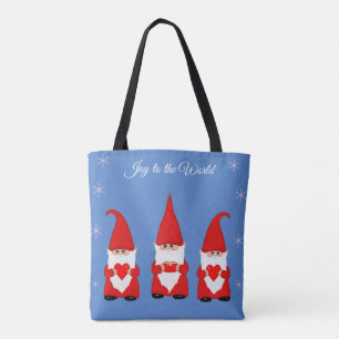 Bolso De Tela Adorables Gnomos de Navidad en Azul