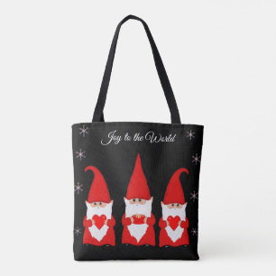 Bolso De Tela Adorables Gnomos de Navidad en Negro