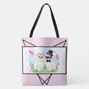 Bolso De Tela Adorables Llama Love Cute Llama Pareja Toque Bag