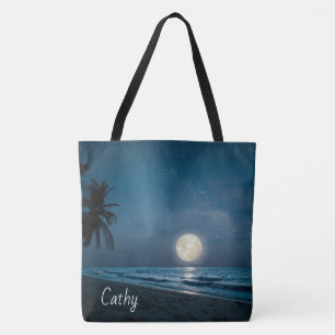 Bolso De Tela Adorables Moonlight Beach Personalizado Tote Bag
