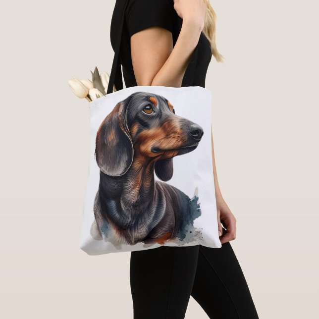 BOLSO DE TELA ADORABLES PERRO DE BARRO NEGRO Y MARRÓN (Detalle)