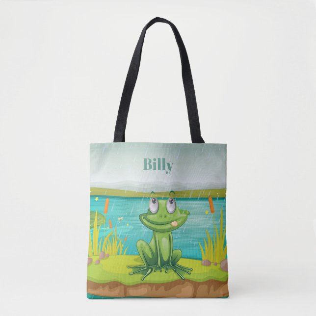 Bolso De Tela Adorables Personalizado anfibio cute de rana (Anverso)