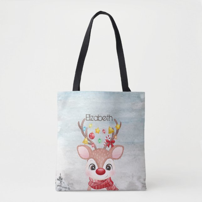 Bolso De Tela Adorables renos de Navidad (Anverso)