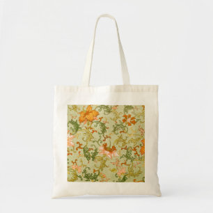 Bolso De Tela Adorno Chino Antiguo Flores Jones