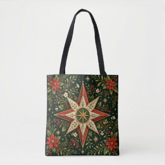 Bolso De Tela Adorno de estrella de Navidad vintage Poinsettia H