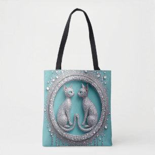 Bolso De Tela Adorno de gato de cristal gemelo único Escultura d