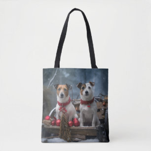 Bolso De Tela Adorno de Navidad de Trineo Nevado Jack Russell