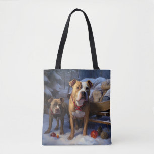 Bolso De Tela Adorno de Navidad de Trineo Nevado Pitbull