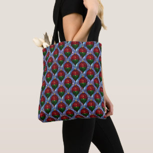 Bolso De Tela Adorno de Navidad Rojo Verde Azul Vidrio Tallado 