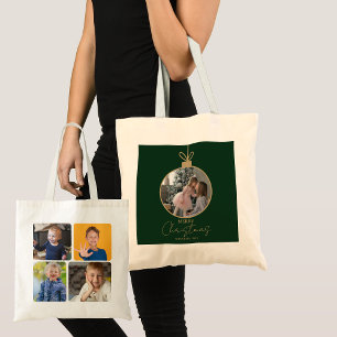 Bolso De Tela adorno personalizado de Navidad collage de fotos