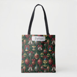 Bolso De Tela Adorno Personalizado Elegante Verde Oscuro Tradici
