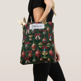 Bolso De Tela Adorno Personalizado Elegante Verde Oscuro Tradici