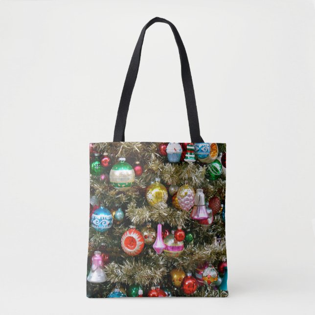 Bolso De Tela Adornos Navideños Antiguos (Anverso)