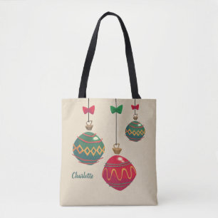 Bolso De Tela Adornos Navideños Retro Rojo y Verde