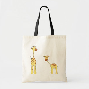 Bolso De Tela Adulto y jirafa del bebé. Dibujo animado