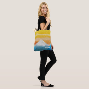 Bolso De Tela Adventure Awaits Mountain Sunset
