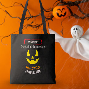 Bolso De Tela Advertencia Entusiasmo de Halloween Tote Bag Fun