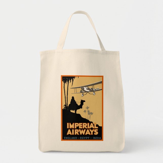 Bolso De Tela Aerolíneas imperiales ~ Inglaterra - Egipto - Indi (Frente)
