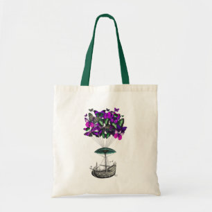 Bolso De Tela Aeronave mariposa 2 morada y verde