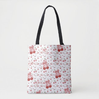 Bolso De Tela Aesthetic Cherry Tote Bag with Hearts & Bow