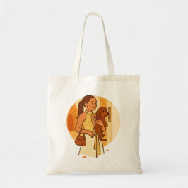 Bolso De Tela Aesthetic Dog Mom Holding Puppy Illustration