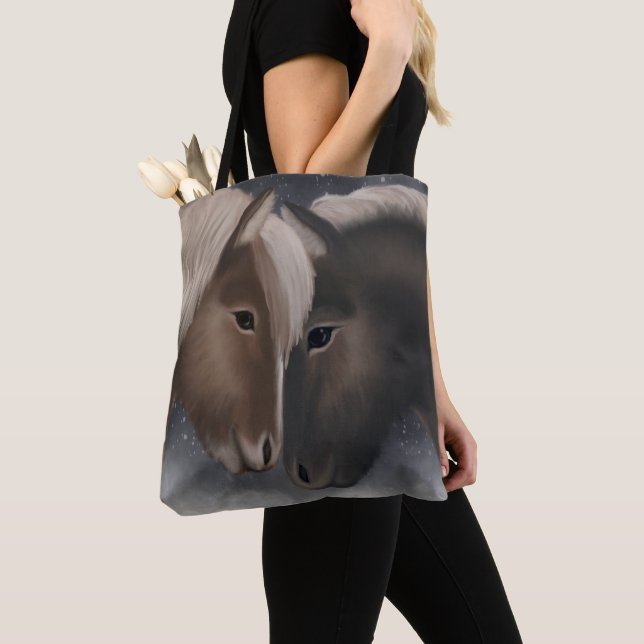 Bolso De Tela Afecto ártico: Caballos islandeses en embrión de n (Detalle)