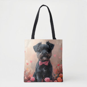 Bolso De Tela Affenpinscher con Rosas - Día de San Valentín