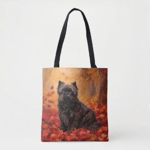 Bolso De Tela Affenpinscher en hojas de otoño se inspira