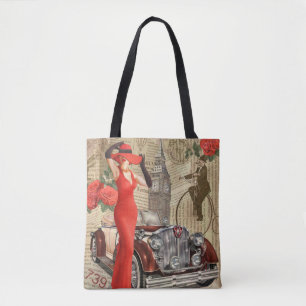Bolso De Tela Afiche de la época Londres destrozado el fondo de