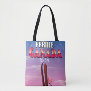 Bolso De Tela Afiche de viaje de esquí de Fernie Canada.