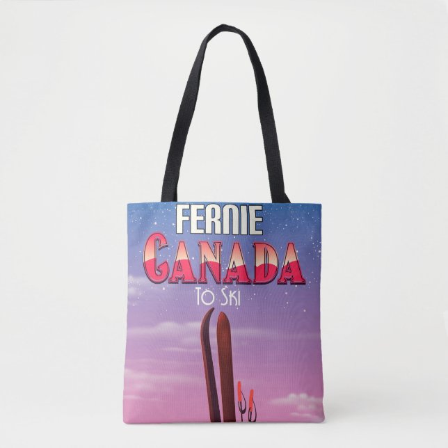 Bolso De Tela Afiche de viaje de esquí de Fernie Canada. (Anverso)
